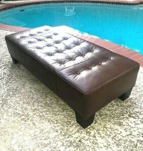 5ft Mitchell & Gold Brown Tufted Leather Bench Ottoman Rectangular Inside Gold And White Leather Round Ottomans (View 1 of 20)