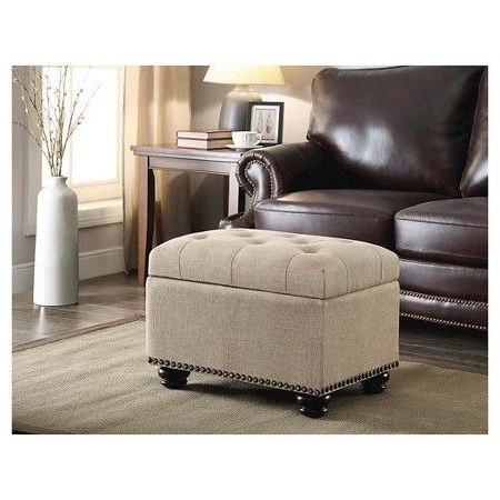 5th Avenue Storage Ottoman Tan Fabric – Breighton Home | Storage Within Charcoal Fabric Tufted Storage Ottomans (View 10 of 20)
