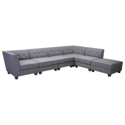 6 Piece – Sectional Sofas – Living Room Furniture – The Home Depot Within Faux Leather Ac And Usb Charging Ottomans (View 12 of 20)