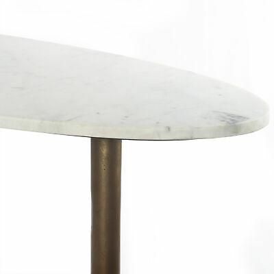 60" L Console Table Polished White Marble Oval Inside White Stone Console Tables (View 1 of 20)