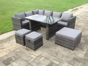 9 Seater Rattan Corner Sofa Outdoor Garden Furniture Dining Table Set Intended For Wicker Console Tables (View 10 of 18)