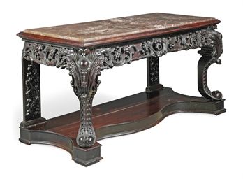 A Carved Marble Top Hongmu Console Table , 19th Century | Christie's Within Marble Console Tables Set Of  (View 3 of 20)