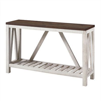 A Frame Rustic Dark Walnut & White Oak Console Table | Oak Console Pertaining To Rustic Oak And Black Console Tables (View 12 of 20)