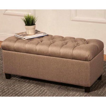 A Line Furniture Lankary Tufted Microfiber Storage Ottoman/ Bench Within Fabric Tufted Storage Ottomans (View 13 of 19)