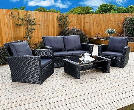 Abreo New Algarve Rattan Wicker Weave Garden Furniture Patio Within Black And Tan Rattan Console Tables (View 6 of 20)