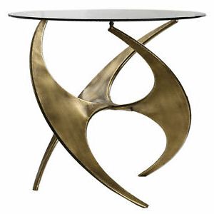Abstract Sculpture Gold Metal Accent Table | Round Modern Art Intended For Metallic Gold Modern Console Tables (Gallery 20 of 20)