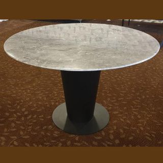 Ac922 Round Quartz Dining Table – Absolute Bedding In Black Metal And White Linen Ottomans Set Of  (View 7 of 20)
