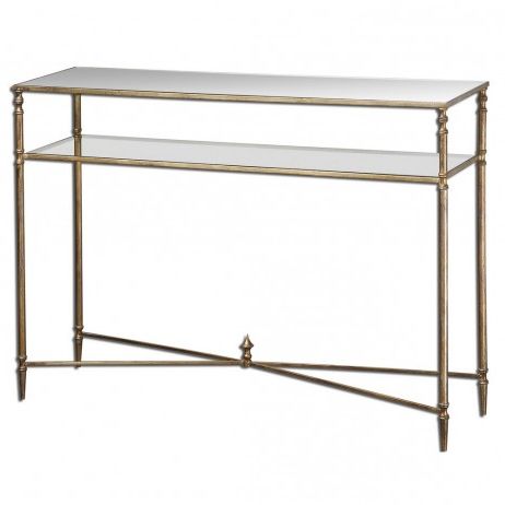 Accent Furniture – Uttermost Henzler Mirrored Glass Console Table 24278 In Glass And Pewter Console Tables (View 17 of 20)