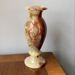 Accents | Hand Carved Pakistani Onyx Vase | Poshmark Intended For Blue And Beige Ombre Cylinder Tall Pouf Ottomans (View 10 of 14)