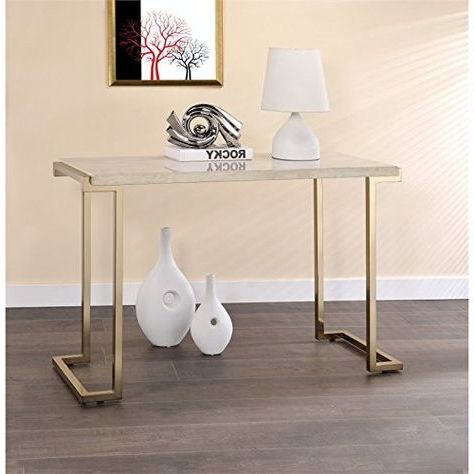 Acme Furniture 82873 Boice Ii Sofa Table, One Size, Faux Marble And In Black Metal And Marble Console Tables (View 8 of 20)