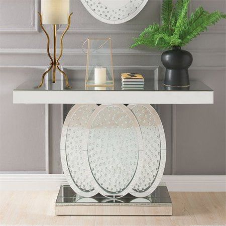 Acme Nysa Console Table In Mirrored And Faux Crystals – Walmart In Mirrored And Chrome Modern Console Tables (View 14 of 20)