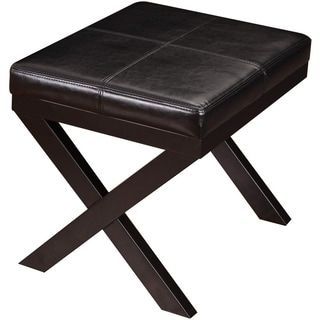 Adeco Black Bonded Leather Ottoman/ Footrest With X Shaped Legs Throughout Black Leather Foot Stools (View 18 of 20)