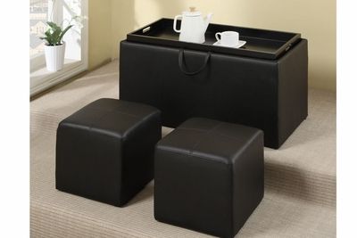 Adil Black Faux Leather Ottoman – Steal A Sofa Furniture Outlet Los Within Black Faux Leather Ottomans With Pull Tab (View 16 of 20)
