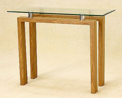 Adina Clear Glass & Light Oak Wooden Frame Console Side Hall Table With Regard To Matte Black Console Tables (View 11 of 20)