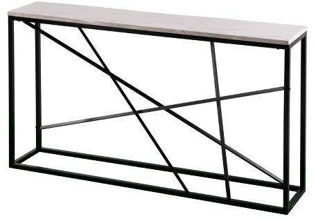 Aiden Lane Arendale Faux Marble Skinny Console Table Matte Black # Within White Marble Gold Metal Console Tables (Gallery 19 of 20)