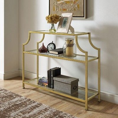 Aimee Console Table – Crosley | Glass Console Table, Console Table Throughout Glass And Gold Console Tables (View 11 of 20)