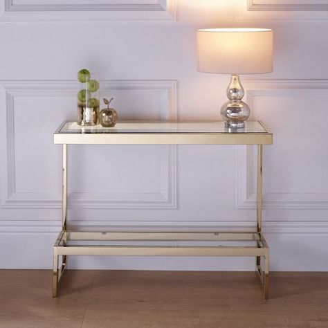 Alana Glass Console Table Rectangular In Clear With Gold Frame Pertaining To Rectangular Glass Top Console Tables (View 3 of 20)