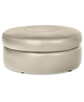 Alessandro Leather Round Cocktail Ottoman, 40"w X 40"d X 19"h Intended For Brown And Ivory Leather Hide Round Ottomans (View 13 of 20)
