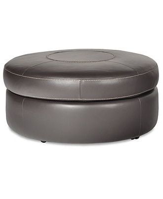 Alessandro Leather Round Cocktail Ottoman, 40"w X 40"d X 19"h Throughout Silver And White Leather Round Ottomans (View 9 of 20)