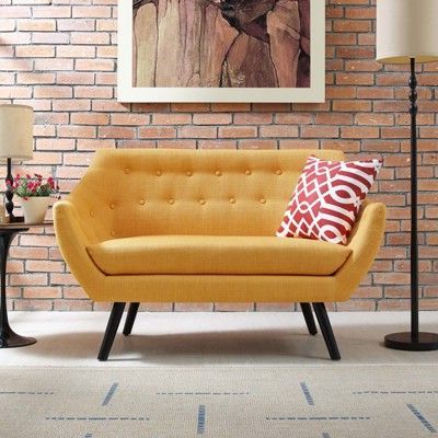 Allegory Loveseat Mustard (yellow) – Modway | Mid Century Modern For Mustard Yellow Modern Ottomans (View 17 of 20)
