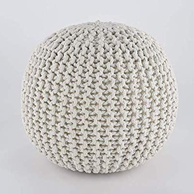 Amazon: Azk Hand Knitted Cable Style Dori Pouf – Floor Ottoman Inside Cream Cotton Knitted Pouf Ottomans (View 5 of 20)