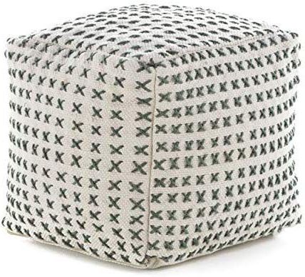 Amazon: Christopher Knight Home 301714 Fender Cream And Green For White Wool Square Pouf Ottomans (View 11 of 20)