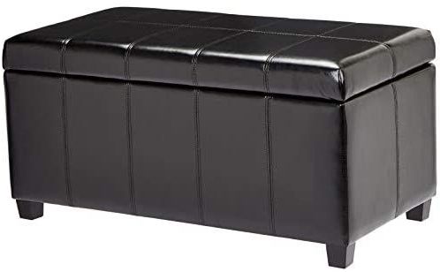 Amazon: First Hill Damara Lift Top Storage Ottoman Bench With Faux Regarding Black Faux Leather Storage Ottomans (View 3 of 20)