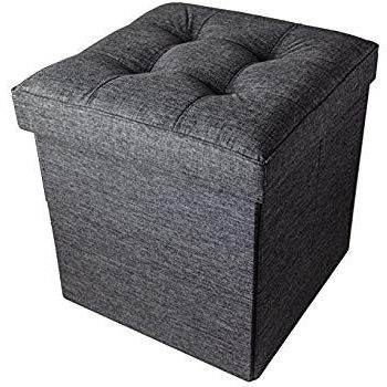 Amazon: Folding Cube Storage Ottoman With Padded Seat, 15" X 15 For Stripe Black And White Square Cube Ottomans (View 5 of 20)