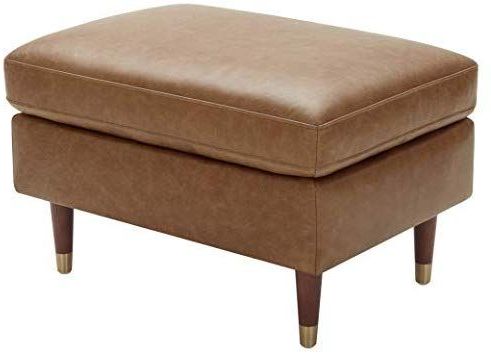 Amazon: Rivet Damien Mid Century Modern Ottoman, 30"w, Leather Pertaining To Warm Brown Cowhide Pouf Ottomans (View 12 of 20)