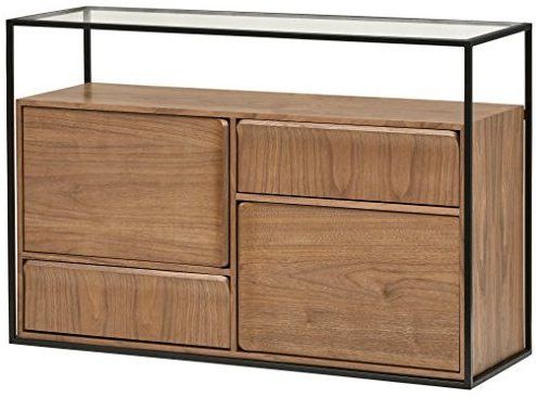 Amazon: Rivet King Street Industrial Four Drawer Media Console In Black Wood Storage Console Tables (View 10 of 20)