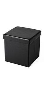 Amazon: Songmics 30 Inches Faux Leather Folding Storage Ottoman For Black Faux Leather Cube Ottomans (View 3 of 17)