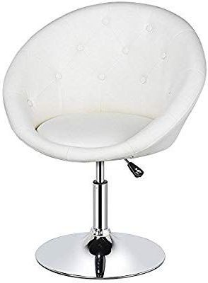 Amazon: Yaheetech Adjustable Modern Round Tufted Back Chair Tilt In White And Clear Acrylic Tufted Vanity Stools (View 7 of 20)