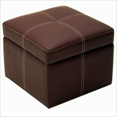 Ameriwood Delaney Small Square Ottoman In Coffee Brown – 5153096 Inside Leather Pouf Ottomans (View 3 of 20)