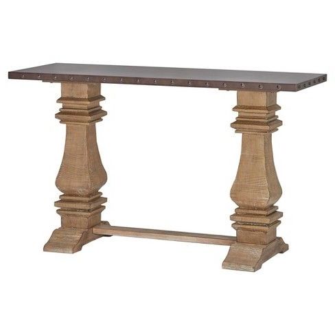 Amiford Zinc – Topped Console Table – Distressed Natural – Inspire Q Intended For Natural Wood Console Tables (View 2 of 20)