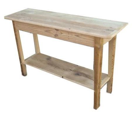 Amish Barnwood Shaker Console Table With Shelf | Diy Furniture Plans Pertaining To Reclaimed Wood Console Tables (View 4 of 20)