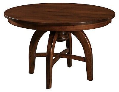Amish Mid Century Modern Round Dining Table Solid Wood 42", 48" Leaf With Leaf Round Console Tables (View 3 of 20)