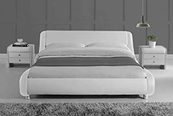 Amolife Queen Size Bed Frame Faux Leather Modern Platform Bed/mattress For Gray And White Fabric Ottomans With Wooden Base (View 8 of 20)