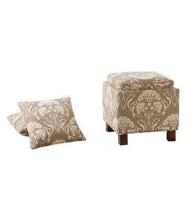 Another Great Find On #zulily! Beige Square Storage Ottoman & Pillows # Throughout Red Fabric Square Storage Ottomans With Pillows (View 8 of 20)