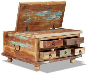 Antique Coffee Table Large Wooden Storage Trunk Chest Apothecary Store Inside Espresso Wood Trunk Console Tables (View 6 of 20)
