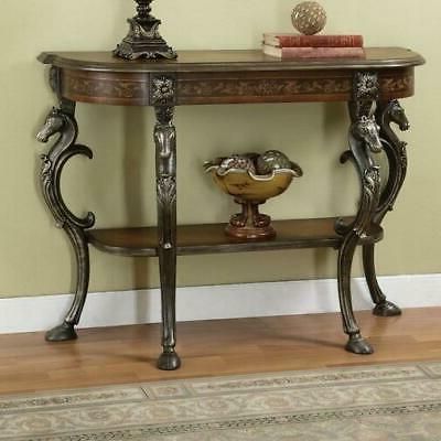 Antique Entry Accent Console Sofa Table Carved Wood Horse Head Legs Within Vintage Coal Console Tables (View 4 of 20)