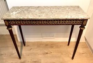 Antique French Mahogany & Gilded Metal Mounts Console/side Table With Inside Black Metal And Marble Console Tables (View 14 of 20)