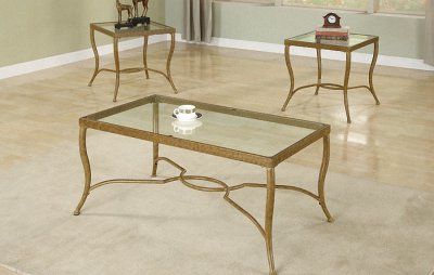 Antique Gold Metal Frame Stylish 3pc Coffee Table Set Pertaining To Metallic Gold Modern Console Tables (View 12 of 20)