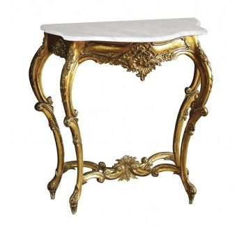 Antique Gold Versailles Leaf French Style Furniture – Crown French Throughout Antiqued Gold Leaf Console Tables (View 10 of 20)