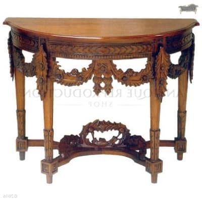 Antique Heavy Carved Console Wall Table Half Round – Antique Regarding Antique Blue Wood And Gold Console Tables (Gallery 20 of 20)