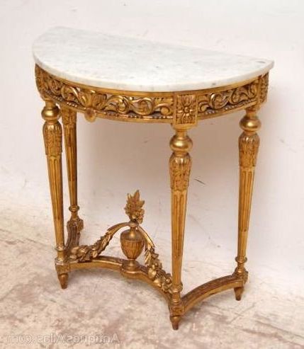 Antique Marble Top Gilt Wood Console Side Table – Antiques Atlas Intended For Marble Top Console Tables (View 17 of 20)