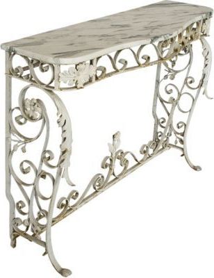 Antique Marble Top Iron Table | Antique Console Table, Wrought Iron For Faux White Marble And Metal Console Tables (View 16 of 20)