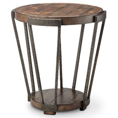 Antique Rustic Brown Round Coffee Table – Yukon | Rc Willey Furniture For Rustic Espresso Wood Console Tables (View 7 of 20)
