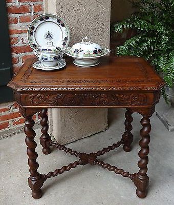 Antique Victorian French Oak Carved Lion Sofa Table Lamp Octagon End With Regard To Octagon Console Tables (View 5 of 20)