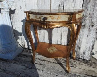 Antique Vintage Florentine Demilune Console Wooden Gold Table Night Regarding Antique Gold Nesting Console Tables (View 14 of 20)