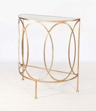 Antoine Gold Leaf Half Round Console – Contemporary – Side Tables And Regarding Black Round Glass Top Console Tables (View 11 of 20)